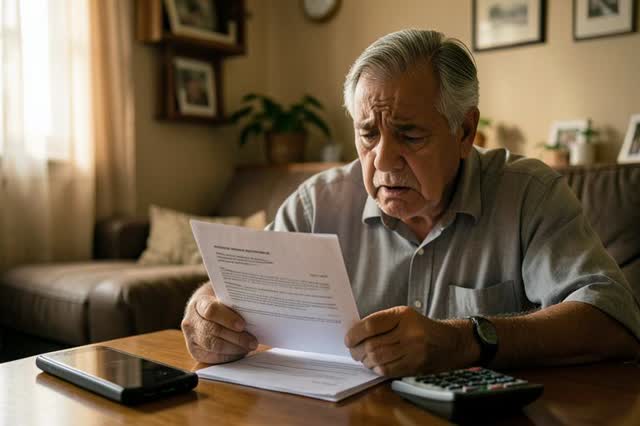 Homem lendo em casa a carta de concessão do benefício do INSS