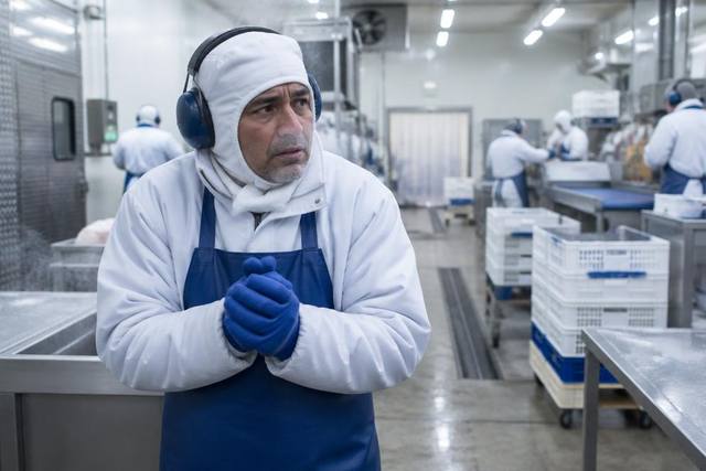 Trabalhador de frigorífico sente frio intenso durante a jornada